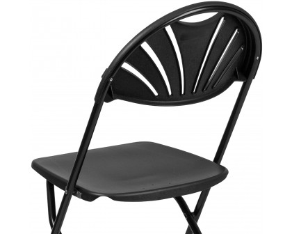 BLNK HERCULES Series Plastic Fan Back Folding Chair - Black