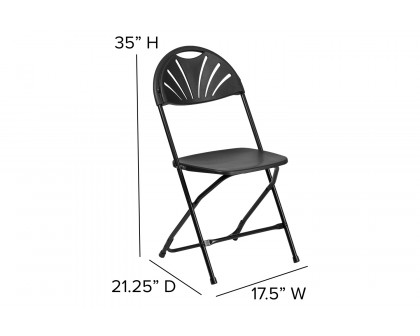 BLNK HERCULES Series Plastic Fan Back Folding Chair - Black