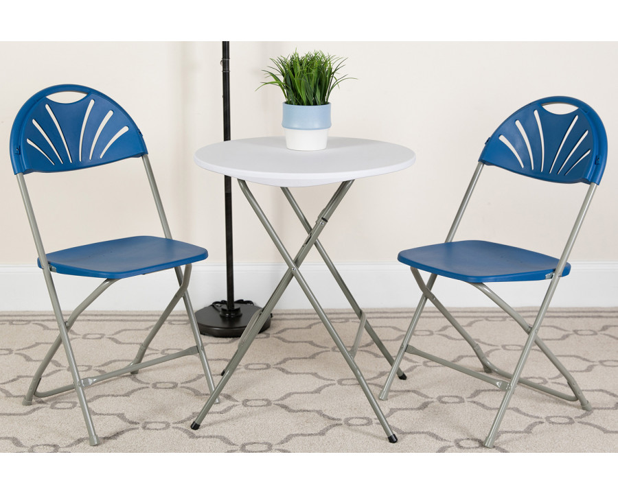 BLNK HERCULES Series Plastic Fan Back Folding Chair - Blue