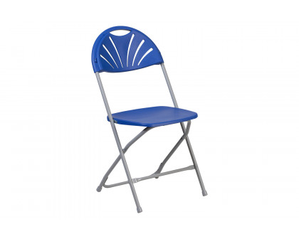 BLNK HERCULES Series Plastic Fan Back Folding Chair - Blue