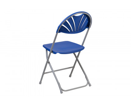 BLNK HERCULES Series Plastic Fan Back Folding Chair - Blue