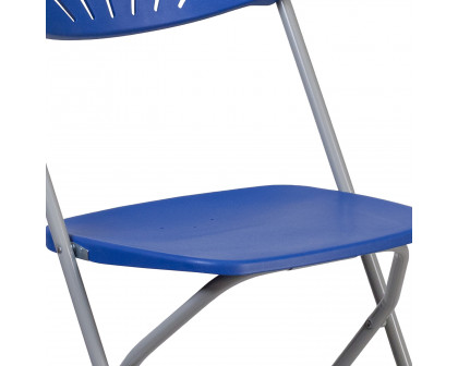 BLNK HERCULES Series Plastic Fan Back Folding Chair - Blue