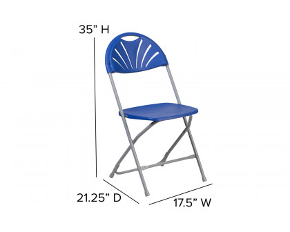 BLNK HERCULES Series Plastic Fan Back Folding Chair - Blue