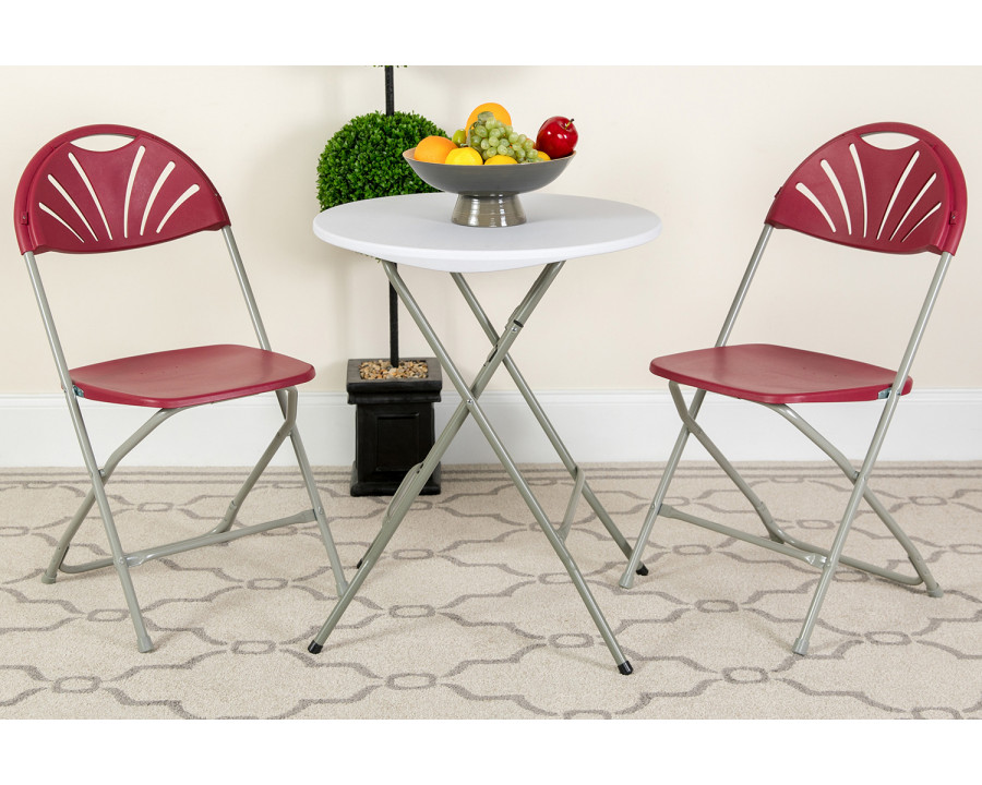 BLNK HERCULES Series Plastic Fan Back Folding Chair - Burgundy