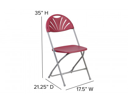 BLNK™ HERCULES Series Plastic Fan Back Folding Chair - Burgundy