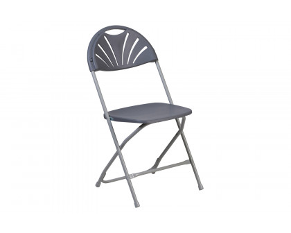 BLNK HERCULES Series Plastic Fan Back Folding Chair - Charcoal