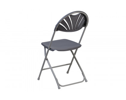 BLNK HERCULES Series Plastic Fan Back Folding Chair - Charcoal