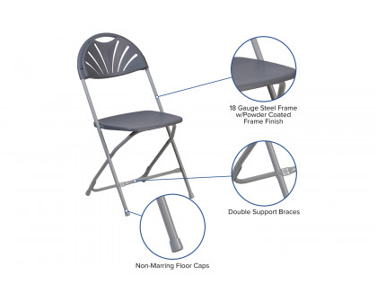 BLNK HERCULES Series Plastic Fan Back Folding Chair - Charcoal