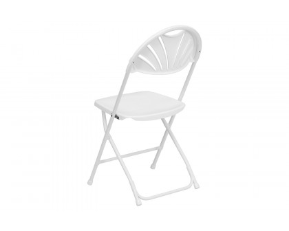 BLNK HERCULES Series Plastic Fan Back Folding Chair - White