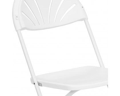 BLNK HERCULES Series Plastic Fan Back Folding Chair - White