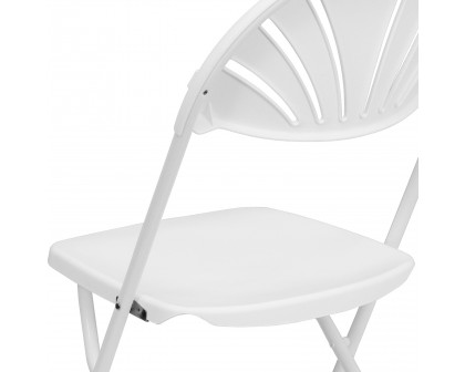 BLNK HERCULES Series Plastic Fan Back Folding Chair - White