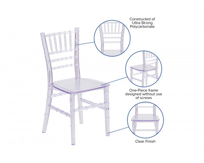 BLNK HERCULES Child’s Resin Party and Event Chiavari Chair - Transparent Crystal