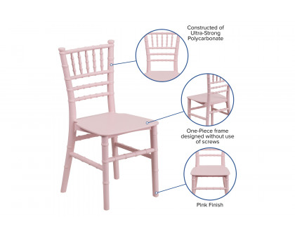 BLNK HERCULES Child’s Resin Party and Event Chiavari Chair - Pink