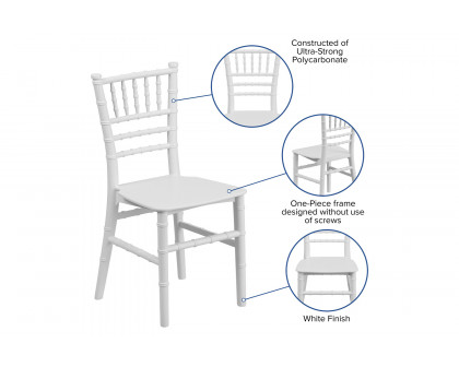 BLNK HERCULES Child’s Resin Party and Event Chiavari Chair - White