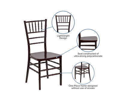 BLNK™ HERCULES PREMIUM Series Resin Stacking Chiavari Chair - Mahogany