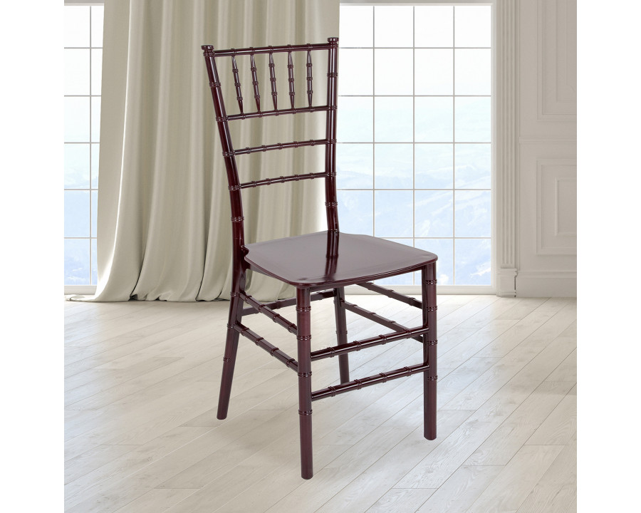 BLNK HERCULES Series Resin Stacking Chiavari Chair - Mahogany