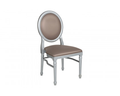 BLNK - HERCULES Series Vinyl King Louis Chair with Taupe Back and Seat and Silver Frame