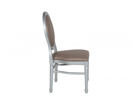 BLNK - HERCULES Series Vinyl King Louis Chair with Taupe Back and Seat and Silver Frame