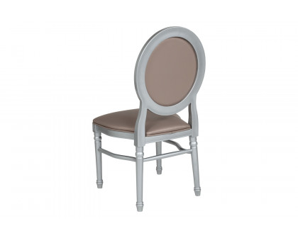 BLNK - HERCULES Series Vinyl King Louis Chair with Taupe Back and Seat and Silver Frame