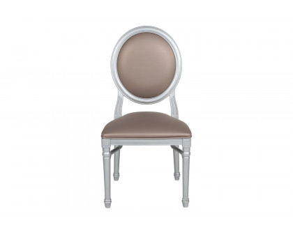 BLNK - HERCULES Series Vinyl King Louis Chair with Taupe Back and Seat and Silver Frame