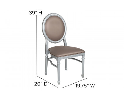 BLNK - HERCULES Series Vinyl King Louis Chair with Taupe Back and Seat and Silver Frame