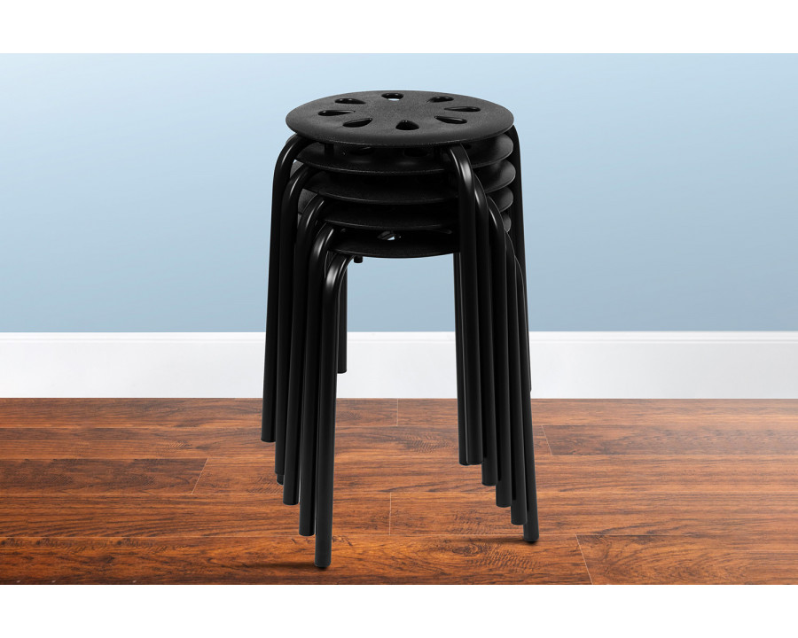 BLNK Bailey Plastic Nesting Stack Stools 5 Pack - Black, 17.5"H Seat