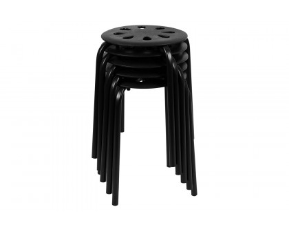 BLNK Bailey Plastic Nesting Stack Stools 5 Pack - Black, 17.5"H Seat