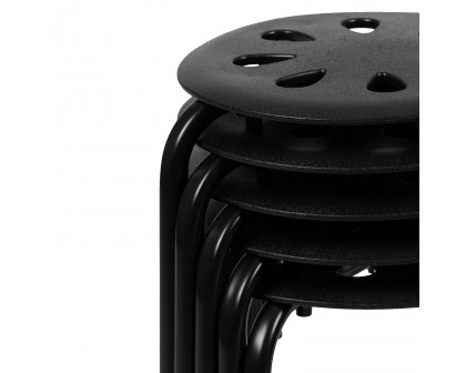 BLNK Bailey Plastic Nesting Stack Stools 5 Pack - Black, 17.5"H Seat