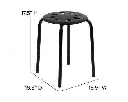 BLNK Bailey Plastic Nesting Stack Stools 5 Pack - Black, 17.5"H Seat