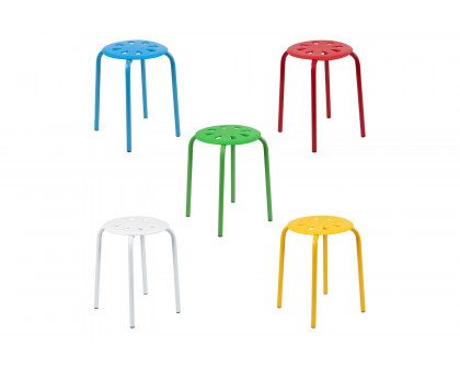 BLNK Bailey Plastic Nesting Stack Stools 5 Pack - Assorted, 17.5"H Seat