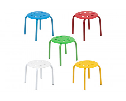 BLNK Bailey Plastic Nesting Stack Stools 5 Pack - Assorted, 11.5"H Seat