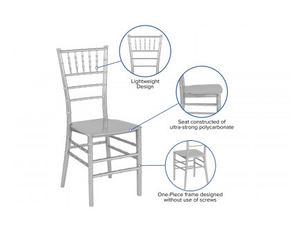 BLNK HERCULES Series Resin Stacking Chiavari Chair - Silver