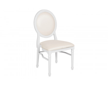 BLNK - HERCULES Series Vinyl King Louis Chair with White Back and Seat and White Frame