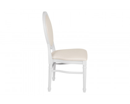 BLNK - HERCULES Series Vinyl King Louis Chair with White Back and Seat and White Frame