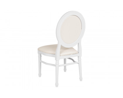 BLNK - HERCULES Series Vinyl King Louis Chair with White Back and Seat and White Frame