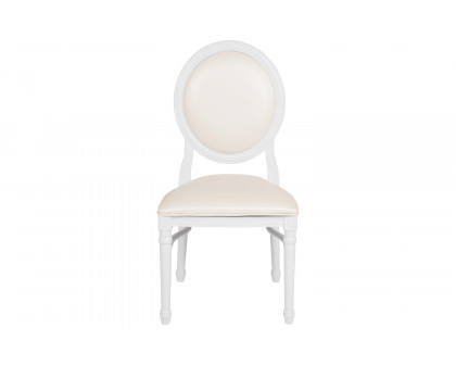 BLNK - HERCULES Series Vinyl King Louis Chair with White Back and Seat and White Frame