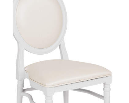 BLNK - HERCULES Series Vinyl King Louis Chair with White Back and Seat and White Frame