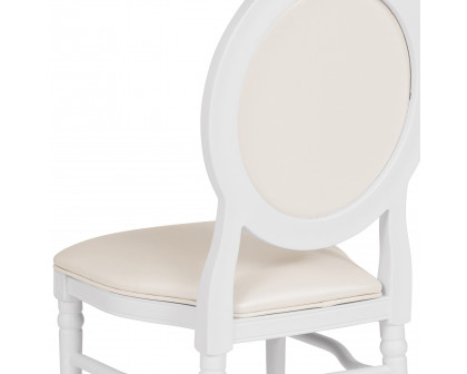 BLNK - HERCULES Series Vinyl King Louis Chair with White Back and Seat and White Frame