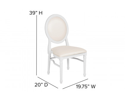 BLNK - HERCULES Series Vinyl King Louis Chair with White Back and Seat and White Frame