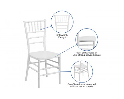 BLNK HERCULES PREMIUM Series Resin Stacking Chiavari Chair - Matte White