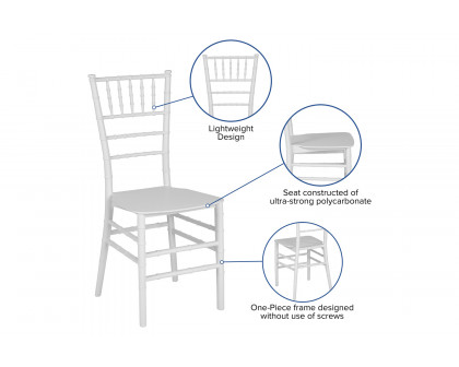 BLNK HERCULES Series Resin Stacking Chiavari Chair - White