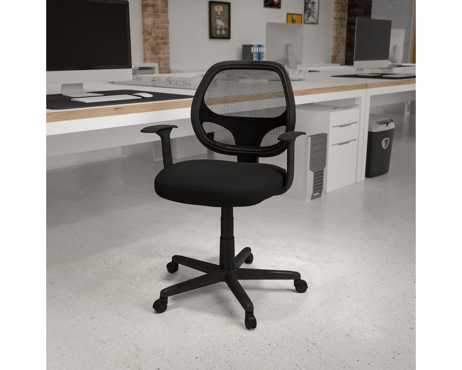 BLNK Flash Fundamentals Mid-Back Mesh Swivel Ergonomic Task Office Chair with Arms - Black