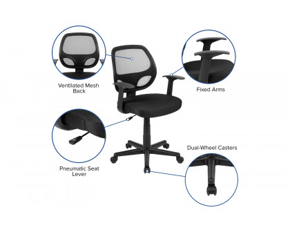 BLNK Flash Fundamentals Mid-Back Mesh Swivel Ergonomic Task Office Chair with Arms - Black