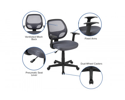 BLNK Flash Fundamentals Mid-Back Mesh Swivel Ergonomic Task Office Chair with Arms - Gray