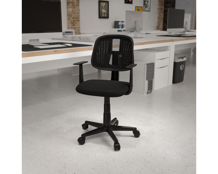 BLNK Flash Fundamentals Mid-Back Mesh Swivel Task Office Chair with Pivot Back - Black, with Arms