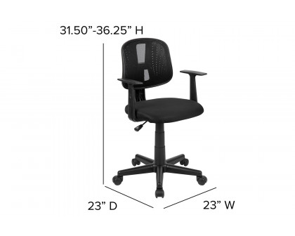 BLNK Flash Fundamentals Mid-Back Mesh Swivel Task Office Chair with Pivot Back - Black, with Arms