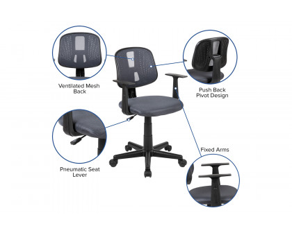 BLNK Flash Fundamentals Mid-Back Mesh Swivel Task Office Chair with Pivot Back - Gray, with Arms