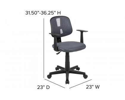 BLNK Flash Fundamentals Mid-Back Mesh Swivel Task Office Chair with Pivot Back - Gray, with Arms