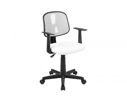 BLNK Flash Fundamentals Mid-Back Mesh Swivel Task Office Chair with Pivot Back - White, with Arms