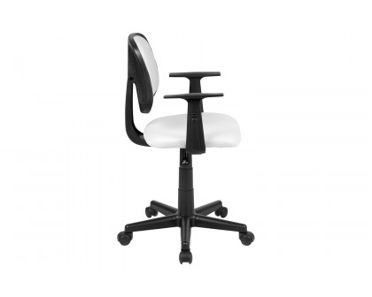 BLNK Flash Fundamentals Mid-Back Mesh Swivel Task Office Chair with Pivot Back - White, with Arms